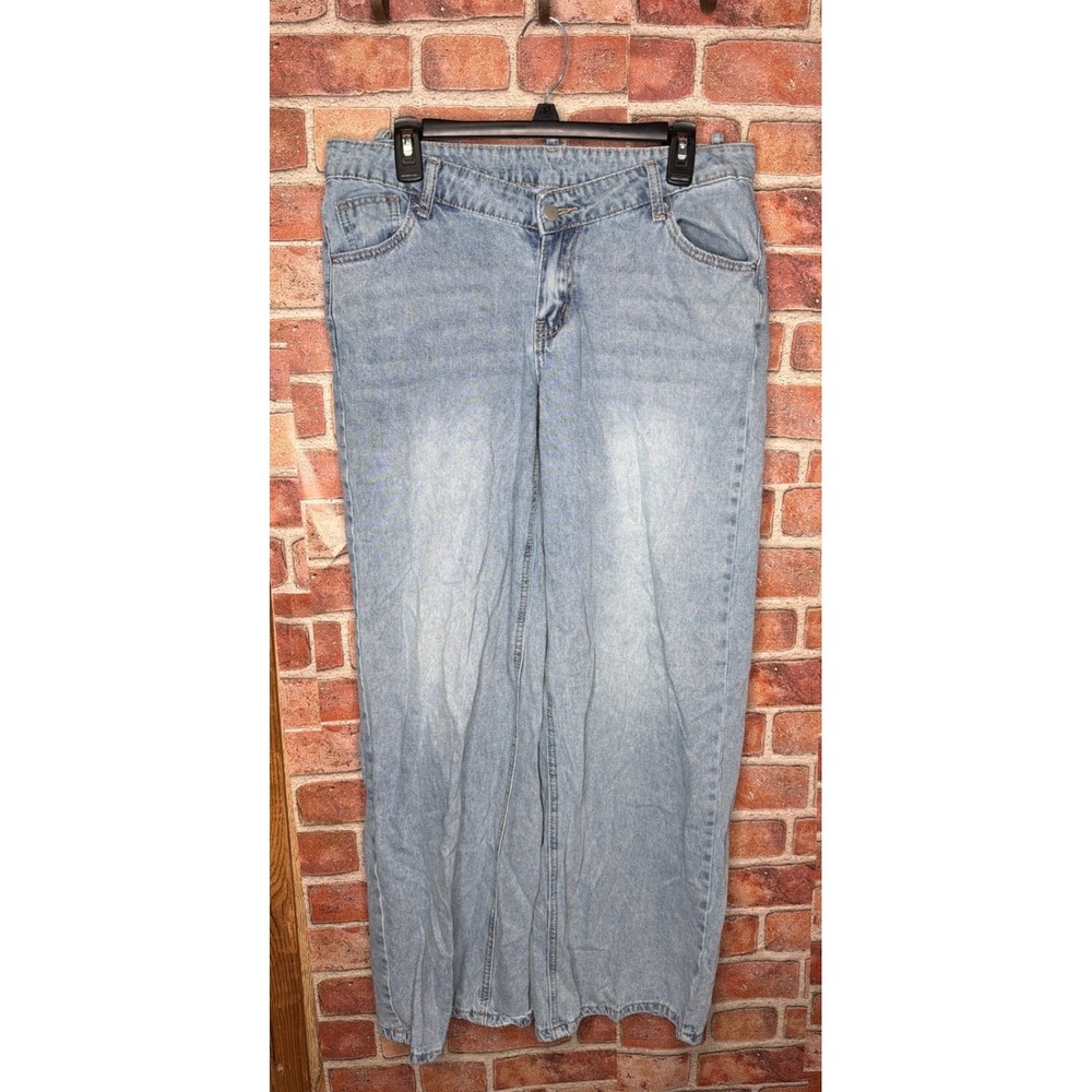 SHEIN Light Wash Wide Leg Jeans Size 30 Blue Denim Relaxed Fit Straight Leg